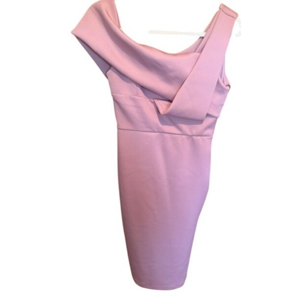 ASOS Women Mauve Pink One Shoulder Draped Bodycon Scuba Dress Size 6